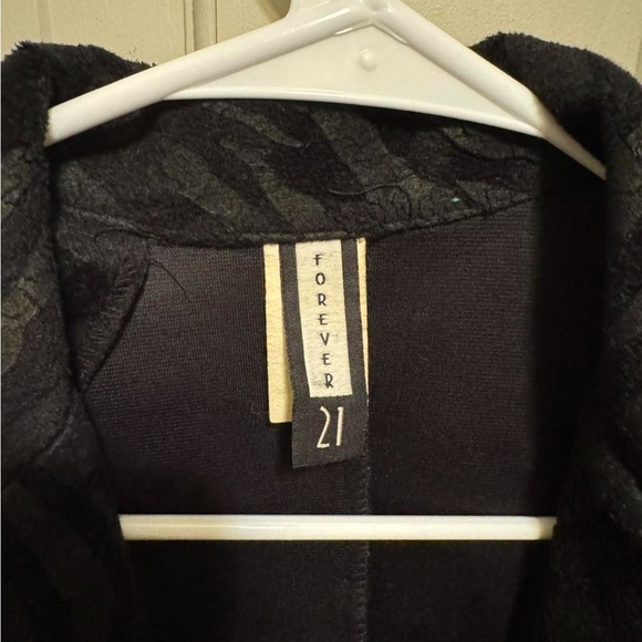 Vintage Forever 21 Black Zebra Print Trench Coat / blazer medium Y2K - Picture 2 of 7